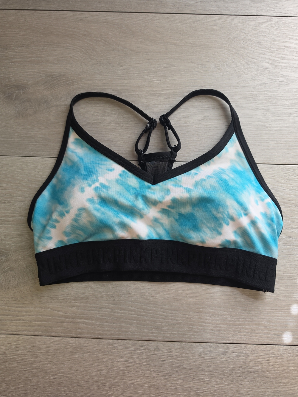 PINK Victoria's Secret Blue Tie-Dye Bralette with Black Trim